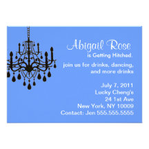 Chandelier  Bachelorette Party Invitation - Blue