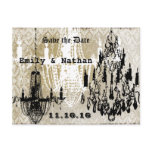 Chandelier Gold Black and White Distressed Damask postcards