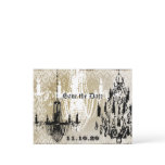 Chandelier Gold Black and White Distressed Damask postcards