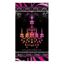 Chandelier Lace Pink Orange Zebra Interior Design Business Cards