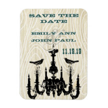 Chandelier Love Birds Wood Grain Save the Date Flexible Magnets