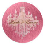 Chandelier on pink champagne/ baroque faux velvet