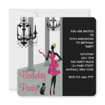 Chandelier Party Dress Any Number Girls Birthday Personalised Invites