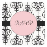 Chandelier Pink Square RSVP Wedding Envelope Seals