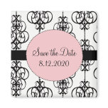Chandelier Pink Square Save the Date Magnets