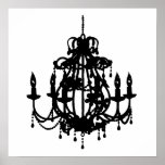 Chandelier silhouette wall art poster print