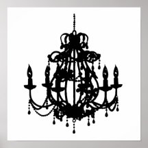 Chandelier silhouette wall art poster print