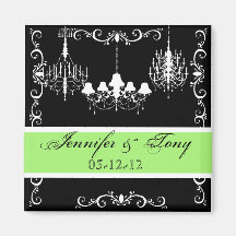 Chandeliers With Green Names and Date Magnet