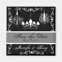 Chandeliers With Grey Save the  Date Magnet