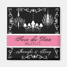 Chandeliers With Pink Save the  Date Magnet