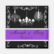 Chandeliers With Purple Names and Date Magnet