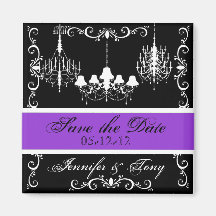 Chandeliers With Purple Save the  Date Magnet