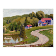 Chandler Hill View Landscape Oil Painting Post Cards