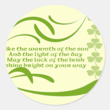 Change background colour-Irish Blessing Round Stickers