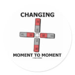 Changing Moment To Moment (Magnetism Humor) Round Sticker