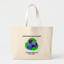 Changing Our Planet Requires Changing Our Habits Tote Bags