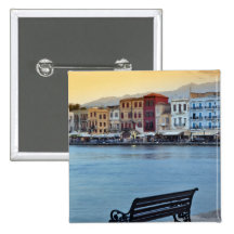 Chania at dusk, Chania, Crete, Greece Pinback Buttons