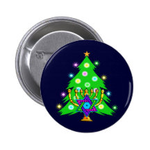 Chanukkah and Christmas Pinback Button