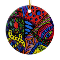 Chaos Eye . abstract painting Christmas Tree Ornament