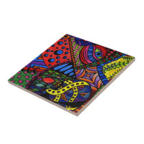 Chaos Eye . abstract painting Tile