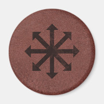 Chaosphere - Occult Magick Symbol on Red Leather Refrigerator Magnet