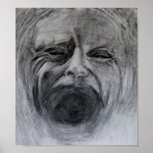Charcoal and pencil drawing on paper print