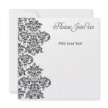 Charcoal Damask Party Personalized Announcement
