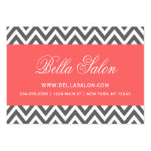 Charcoal Gray & Coral Modern Chevron Stripes Business Card Template