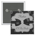 Charcoal Grey Island Flowers & Rhinestones Wedding Pins