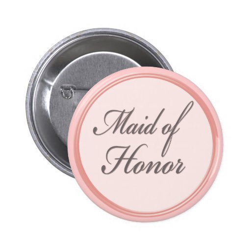 Charcoal grey light pink Maid of Honour button