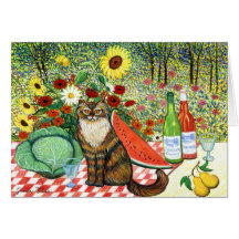 Chardonay Cat Greeting Cards