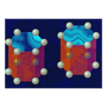 Charges on two hexagonal prisms Orbit Personalized Invitations