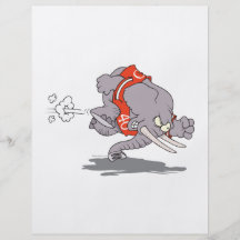charging sporty elephant cartoon flyer design