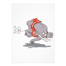 charging sporty elephant cartoon custom announcements