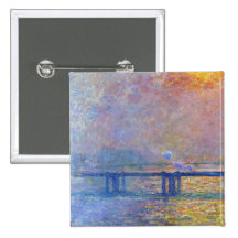 Charing Cross Bridge, The Thames,  Claude Monet Button