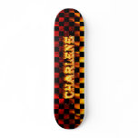 Charlene skateboard fire and flames design.