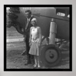 Charles Lindbergh and Wife next to Aeroplane 1929