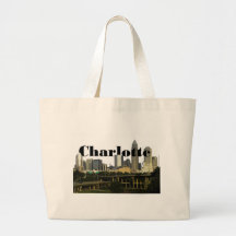 Charlotte NC Skyline with Charlotte in the Sky Canvas Bags