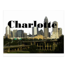 Charlotte NC Skyline with Charlotte in the Sky Postcard