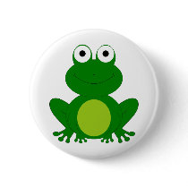 Charming cartoon frog pinback button