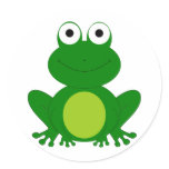 Charming cartoon frog round stickers
