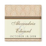 Charming Damask Wedding Favour Magnet: taupe