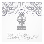 Charming Grey Birdcage Wedding Invitation