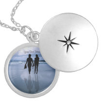 Charming Silhouette of Husband & Wife at the Beach necklaces