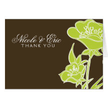 Chartreuse and Brown Floral Thank You Cards