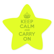 Chartreuse and Green Keep Calm and Carry On Star Sticker