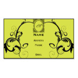 Chartreuse & Black Monogram Filigree Business Card