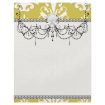 Chartreuse green and white chic damask personalised flyer