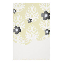 Chartreuse green and white chic damask personalised stationery