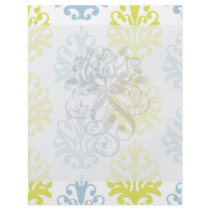 Chartreuse slate blue white damask personalized flyer